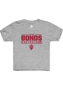 Bryson Bonds Rally Youth Grey Indiana Hoosiers NIL Stacked Box Short Sleeve T-Shirt