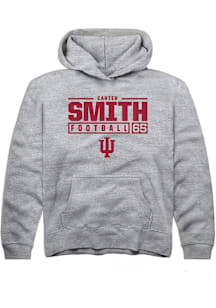 Carter Smith  Rally Indiana Hoosiers Youth Grey NIL Stacked Box Long Sleeve Hoodie