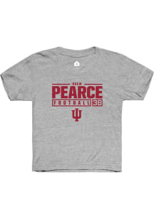Drew Pearce Rally Youth Grey Indiana Hoosiers NIL Stacked Box Short Sleeve T-Shirt