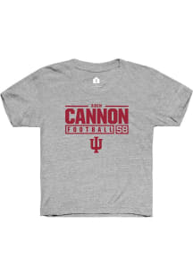 Aden Cannon Rally Youth Grey Indiana Hoosiers NIL Stacked Box Short Sleeve T-Shirt