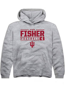 Aiden Fisher  Rally Indiana Hoosiers Youth Grey NIL Stacked Box Long Sleeve Hoodie