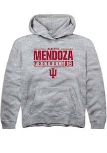 Alberto Mendoza  Rally Indiana Hoosiers Youth Grey NIL Stacked Box Long Sleeve Hoodie