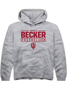 Charlie Becker  Rally Indiana Hoosiers Youth Grey NIL Stacked Box Long Sleeve Hoodie