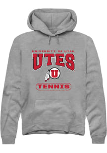 Rally Utah Utes Mens Grey Tennis Long Sleeve Hoodie