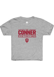 Clay Conner Rally Youth Grey Indiana Hoosiers NIL Stacked Box Short Sleeve T-Shirt