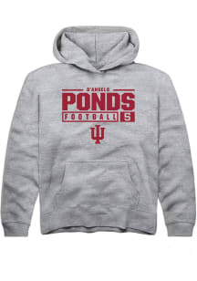 D’Angelo Ponds Rally Youth Grey Indiana Hoosiers NIL Stacked Box Long Sleeve Hooded Sweatshirt