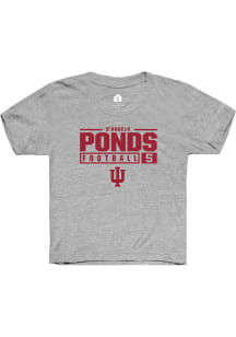 D‚ÄôAngelo Ponds Rally Youth Grey Indiana Hoosiers NIL Stacked Box Short Sleeve T-Shirt