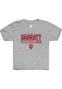 Elijah Sarratt  Rally Indiana Hoosiers Youth Grey NIL Stacked Box Short Sleeve T-Shirt