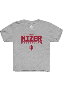 Heath Kizer Rally Youth Grey Indiana Hoosiers NIL Stacked Box Short Sleeve T-Shirt