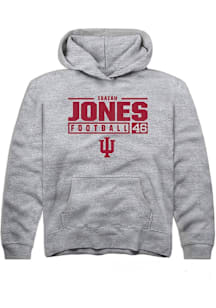 Isaiah Jones  Rally Indiana Hoosiers Youth Grey NIL Stacked Box Long Sleeve Hoodie