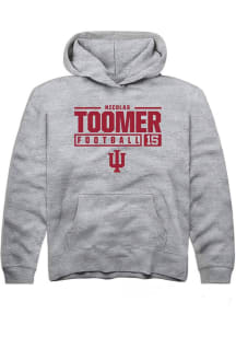 Nicolas Toomer Rally Youth Grey Indiana Hoosiers NIL Stacked Box Long Sleeve Hooded Sweatshirt