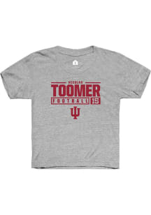 Nicolas Toomer Rally Youth Grey Indiana Hoosiers NIL Stacked Box Short Sleeve T-Shirt