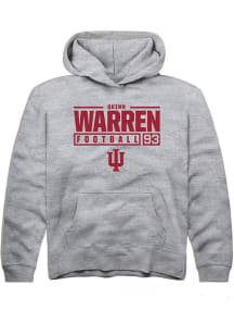 Quinn Warren Rally Youth Grey Indiana Hoosiers NIL Stacked Box Long Sleeve Hooded Sweatshirt