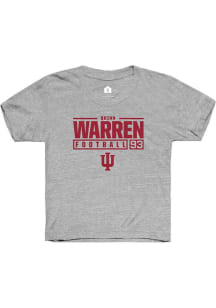 Quinn Warren Rally Youth Grey Indiana Hoosiers NIL Stacked Box Short Sleeve T-Shirt