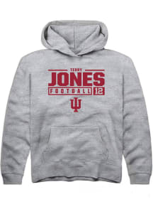 Terry Jones Rally Youth Grey Indiana Hoosiers NIL Stacked Box Long Sleeve Hooded Sweatshirt