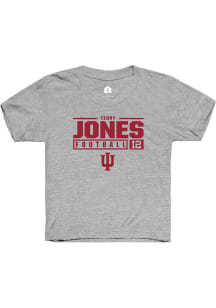 Terry Jones Rally Youth Grey Indiana Hoosiers NIL Stacked Box Short Sleeve T-Shirt