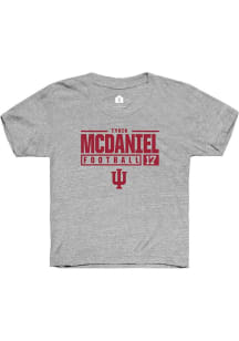 Tyrik McDaniel Rally Youth Grey Indiana Hoosiers NIL Stacked Box Short Sleeve T-Shirt