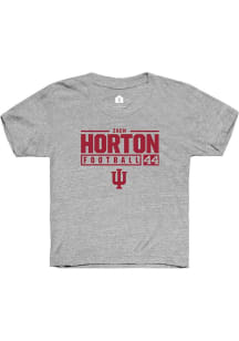 Zach Horton Rally Youth Grey Indiana Hoosiers NIL Stacked Box Short Sleeve T-Shirt