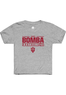 James Bomba Rally Youth Grey Indiana Hoosiers NIL Stacked Box Short Sleeve T-Shirt
