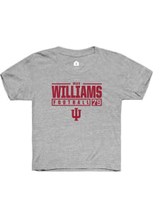 Max Williams Rally Youth Grey Indiana Hoosiers NIL Stacked Box Short Sleeve T-Shirt