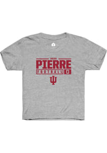 Noah Pierre Rally Youth Grey Indiana Hoosiers NIL Stacked Box Short Sleeve T-Shirt