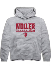 Ryan Miller Rally Youth Grey Indiana Hoosiers NIL Stacked Box Long Sleeve Hooded Sweatshirt