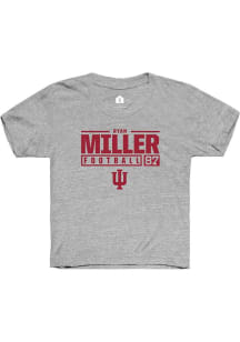 Ryan Miller Rally Youth Grey Indiana Hoosiers NIL Stacked Box Short Sleeve T-Shirt