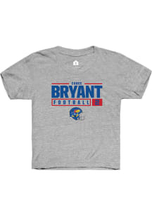 Cobee Bryant  Rally Kansas Jayhawks Youth Grey NIL Stacked Box Short Sleeve T-Shirt
