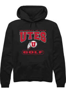 Rally Utah Utes Mens Black Golf Long Sleeve Hoodie