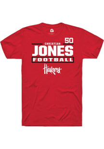 Christian Jones Red Nebraska Cornhuskers NIL Stacked Box Short Sleeve T Shirt