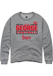 Jaylen George Rally Mens Graphite Nebraska Cornhuskers NIL Stacked Box Crew Sweatshirt