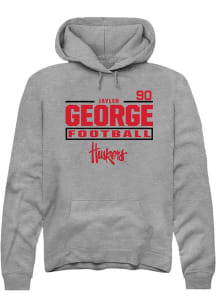 Jaylen George Rally Mens Graphite Nebraska Cornhuskers NIL Stacked Box Hooded Sweatshirt