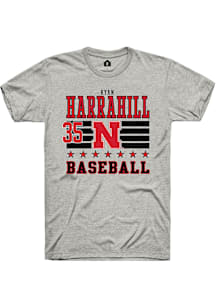Ryan Harrahill  Nebraska Cornhuskers Ash Rally NIL Striped Short Sleeve T Shirt