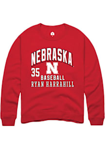 Ryan Harrahill  Rally Nebraska Cornhuskers Mens Red NIL Arch Logo Long Sleeve Crew Sweatshirt