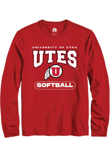Rally Utah Utes Red Softball Long Sleeve T Shirt