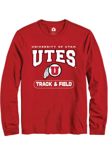 Rally Utah Utes Red Track and Field Long Sleeve T Shirt