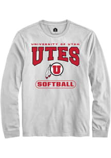 Rally Utah Utes White Softball Long Sleeve T Shirt