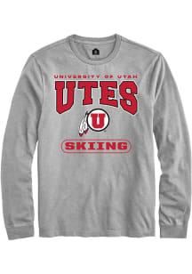 Rally Utah Utes Grey Skiing Long Sleeve T Shirt