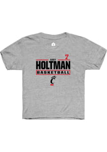 Abby Holtman Rally Youth Grey Cincinnati Bearcats NIL Stacked Box Short Sleeve T-Shirt