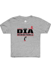 Aïcha Dia Rally Youth Grey Cincinnati Bearcats NIL Stacked Box Short Sleeve T-Shirt