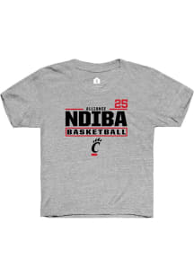 Alliance Ndiba Rally Youth Grey Cincinnati Bearcats NIL Stacked Box Short Sleeve T-Shirt