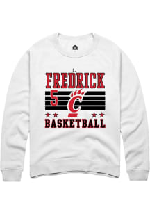 Cj Fredrick Rally Mens White Cincinnati Bearcats NIL Striped Crew Sweatshirt