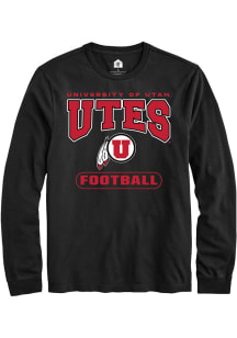 Rally Utah Utes Black Football Long Sleeve T Shirt