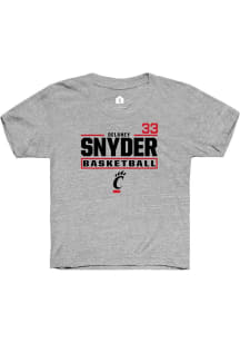 Delaney Snyder Rally Youth Grey Cincinnati Bearcats NIL Stacked Box Short Sleeve T-Shirt