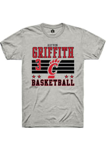 Rayvon Griffith Ash Cincinnati Bearcats NIL Striped Short Sleeve T Shirt