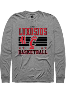 Simas Lukosius Rally Mens Grey Cincinnati Bearcats NIL Striped Tee
