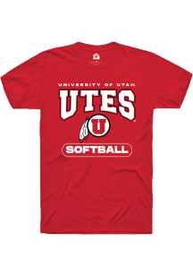 Rally Utah Utes Red Softball Short Sleeve T Shirt