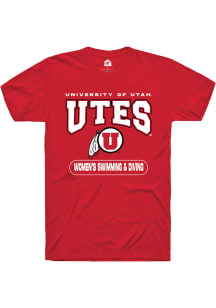 Rally Utah Utes Red Womens Swim and Dive Short Sleeve T Shirt