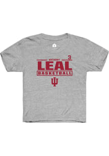 Anthony Leal Rally Youth Grey Indiana Hoosiers NIL Stacked Box Short Sleeve T-Shirt