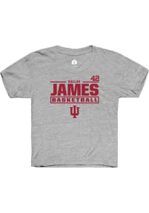 Dallas James Rally Youth Grey Indiana Hoosiers NIL Stacked Box Short Sleeve T-Shirt